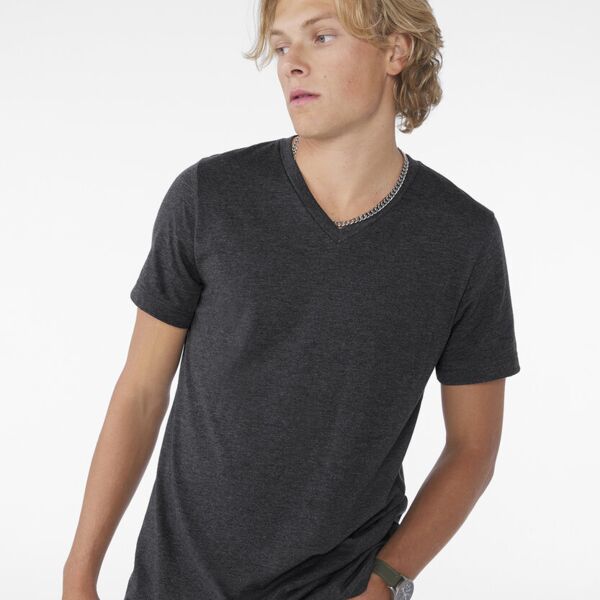 Unisex heather CVC short sleeve v-neck tee Thumbnail